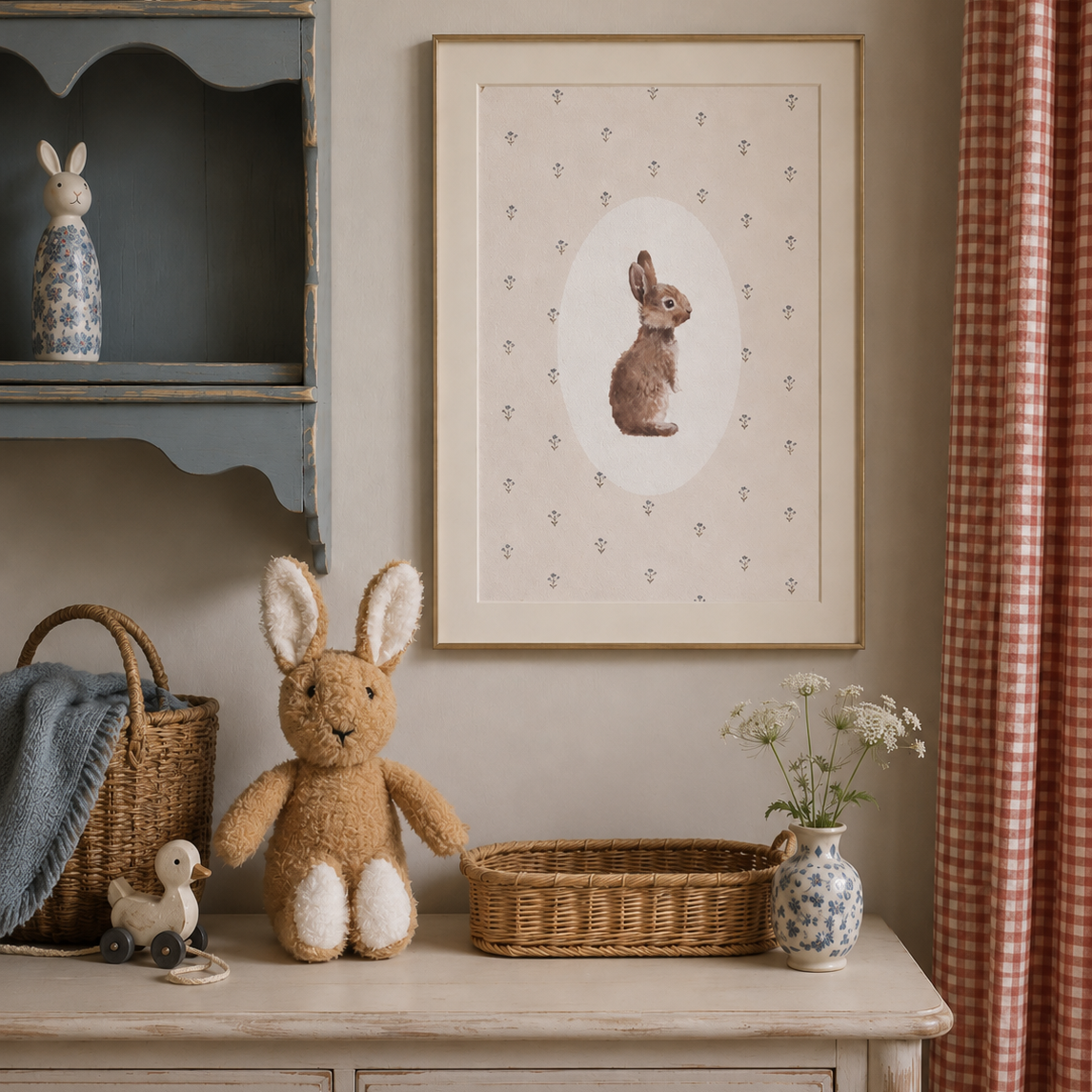 'Bunny in Floral' print
