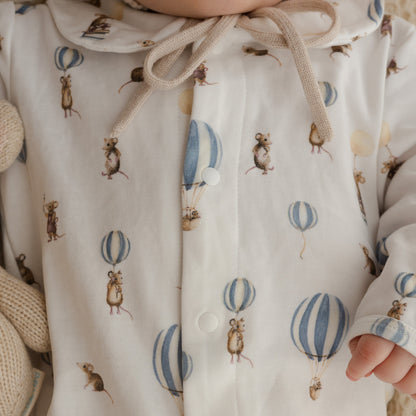 Cotton Babygrow - Mouse & Air Balloon