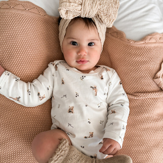 Long sleeve bodysuit - Bear with Berries