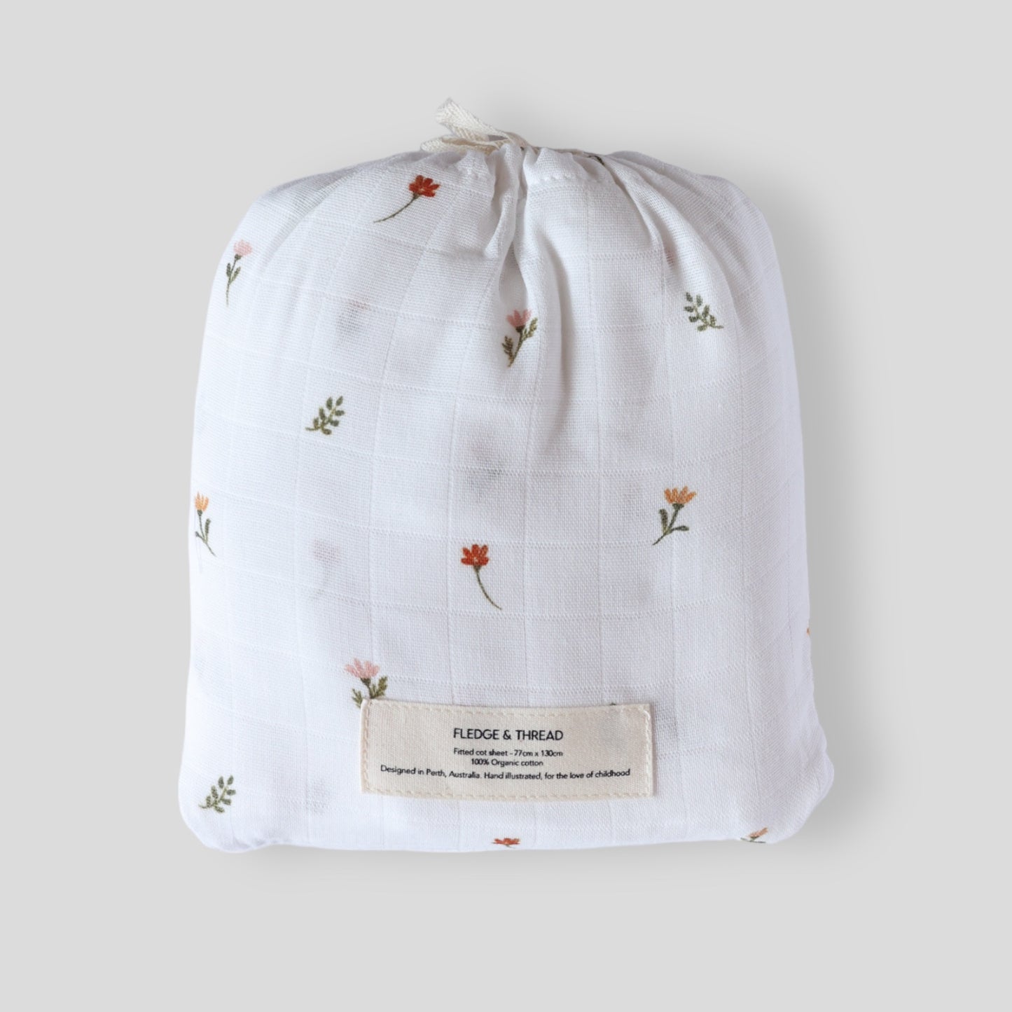 Cot sheet - Cream floral