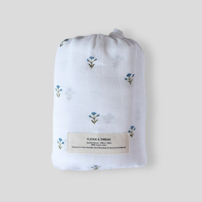 Blue Floral swaddle - Seconds - no bag