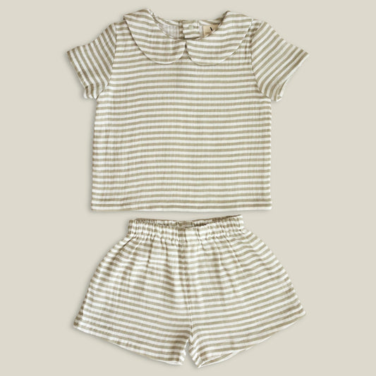 Shirt and Short set - Green stripe