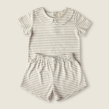 Shirt and Short Set - Green Stripe