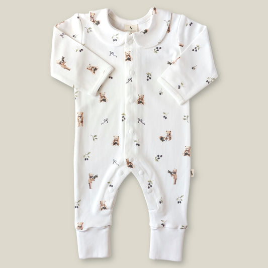 Cotton Babygrow - Bear with Berries