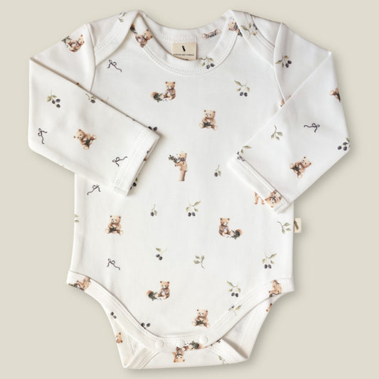 Long sleeve bodysuit - Bear with Berries