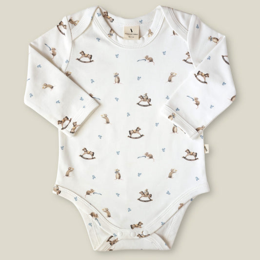 Long sleeve bodysuit - Mouse and Rockinghorse