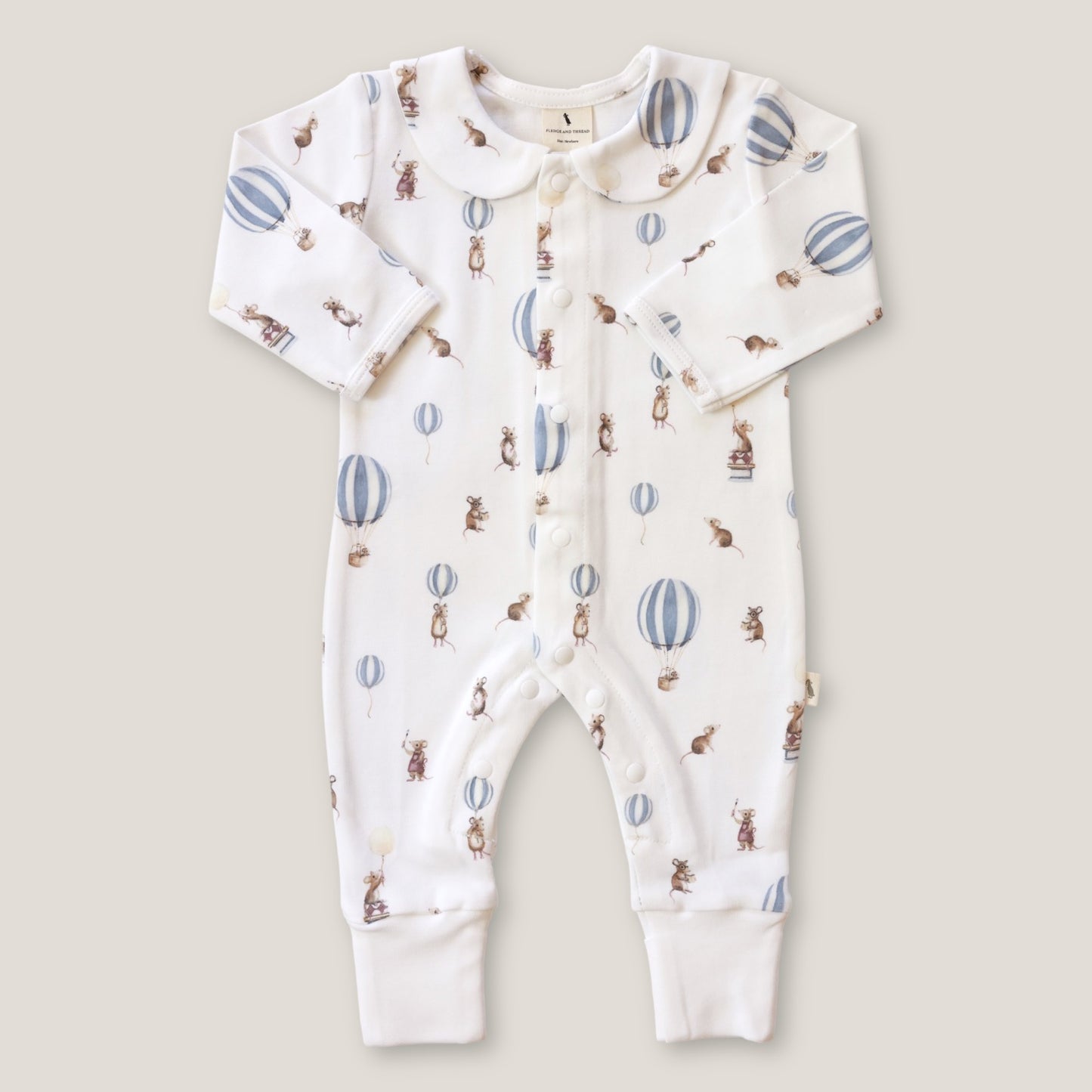 Cotton Babygrow - Mouse & Air Balloon