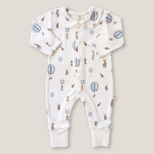 Cotton Babygrow - Mouse & Air Balloon