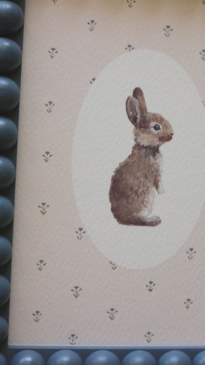 Bunny in floral with bobbin frame A5