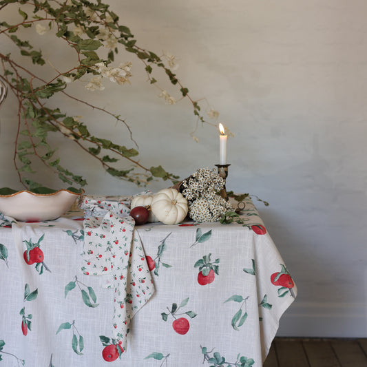 Apple branch fringed tablecloth